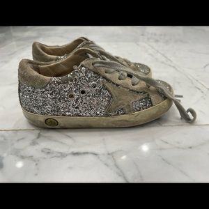 Worn golden goose girls toddler superstar glitter sneakers sz 26